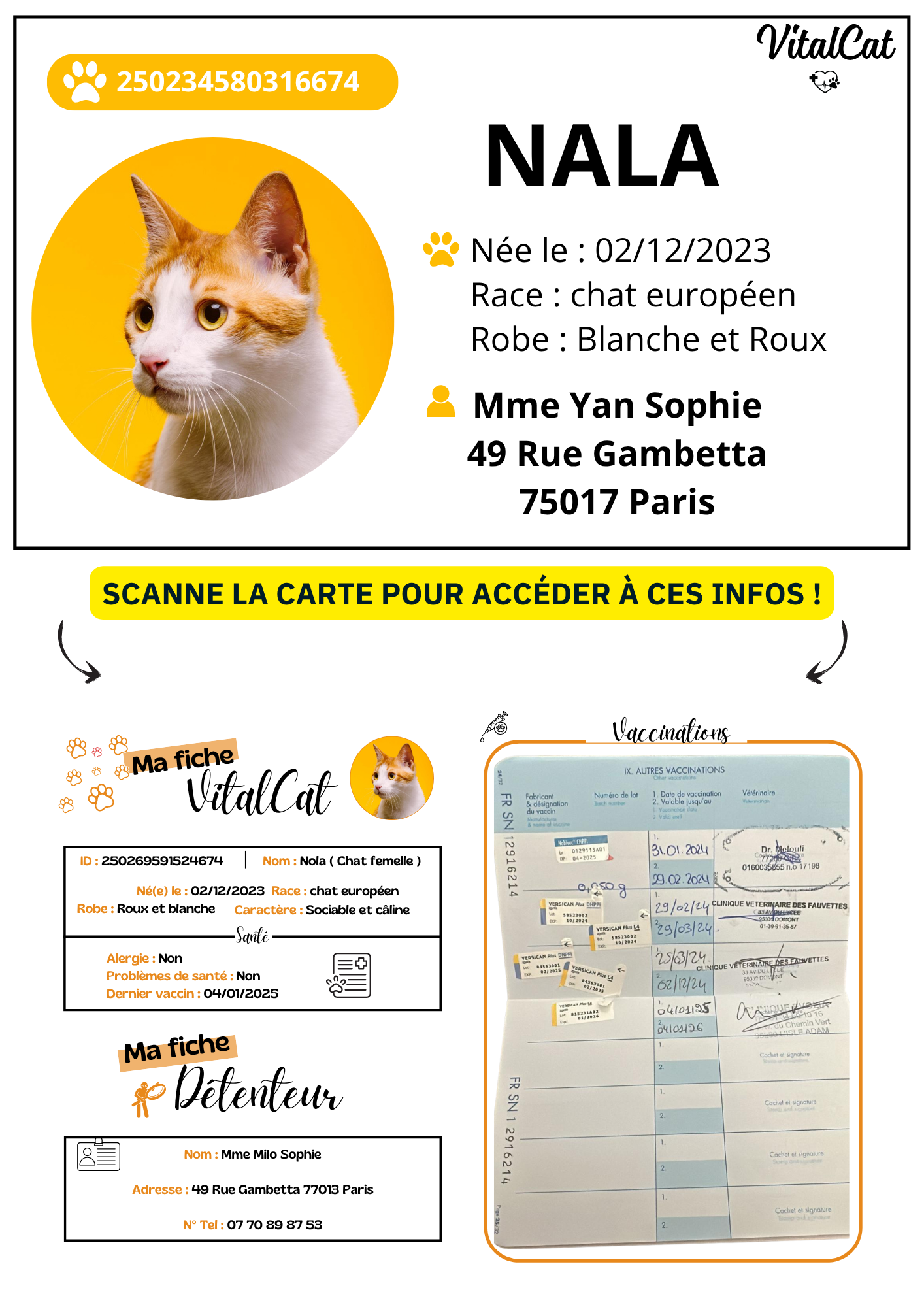 La VITALDOG & VITALCAT NFC d’Identification Personnalisée